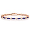 Sterling Silver White & Blue Round Tennis Bracelet - Wedding Jewelry