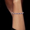 Sterling Silver White & Blue Round Tennis Bracelet - Wedding Jewelry