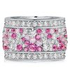 Pink Eternity Wedding Band - Round Multi Row 7.94 CTW Sterling Silver Ring for Women