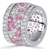 Pink Eternity Wedding Band - Round Multi Row 7.94 CTW Sterling Silver Ring for Women