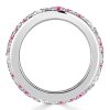 Pink Eternity Wedding Band - Round Multi Row 7.94 CTW Sterling Silver Ring for Women