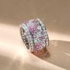 Pink Eternity Wedding Band - Round Multi Row 7.94 CTW Sterling Silver Ring for Women