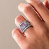 Pink Eternity Wedding Band - Round Multi Row 7.94 CTW Sterling Silver Ring for Women
