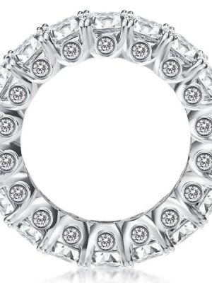 Classic Princess Cut Wedding Band in Rhodium-Plated Sterling Silver