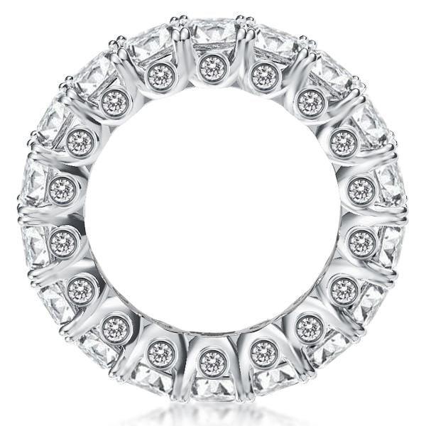 Classic Princess Cut Wedding Band in Rhodium-Plated Sterling Silver