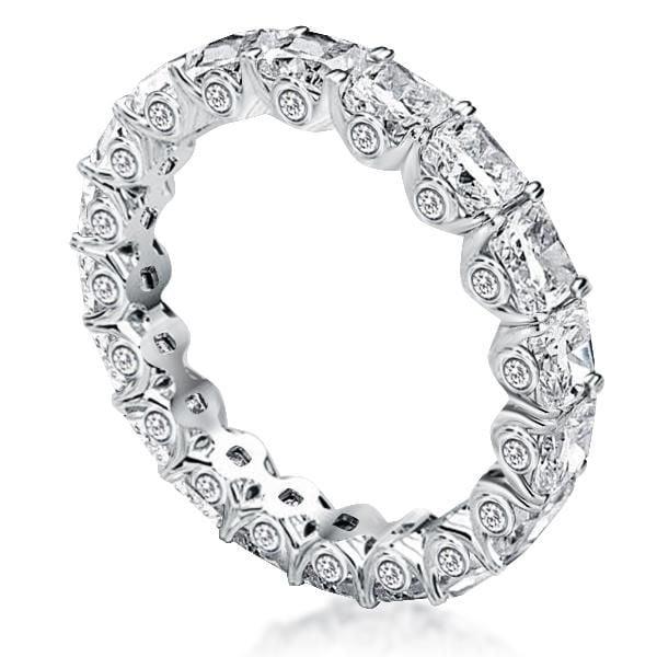 Classic Princess Cut Wedding Band in Rhodium-Plated Sterling Silver