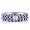 Emerald Cut Sterling Silver Bridal Set - Pave Setting, 0.5 CT Center Stone