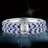Emerald Cut Sterling Silver Bridal Set - Pave Setting, 0.5 CT Center Stone