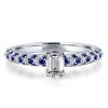 Emerald Cut Sterling Silver Bridal Set - Pave Setting, 0.5 CT Center Stone