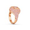 Emerald Cut Pink Sapphire Ring in 18K Rose Gold Plated Sterling Silver with Micro Pave Accents