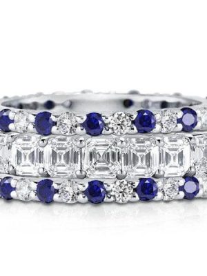 Double Stacked Sterling Silver Wedding Band - 10.60 CT. TW. Simulated Diamonds