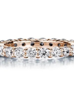 Rose Gold Diamond Wedding Band - 2.20 CT. TW., 18K Rose Gold Plated Sterling Silver
