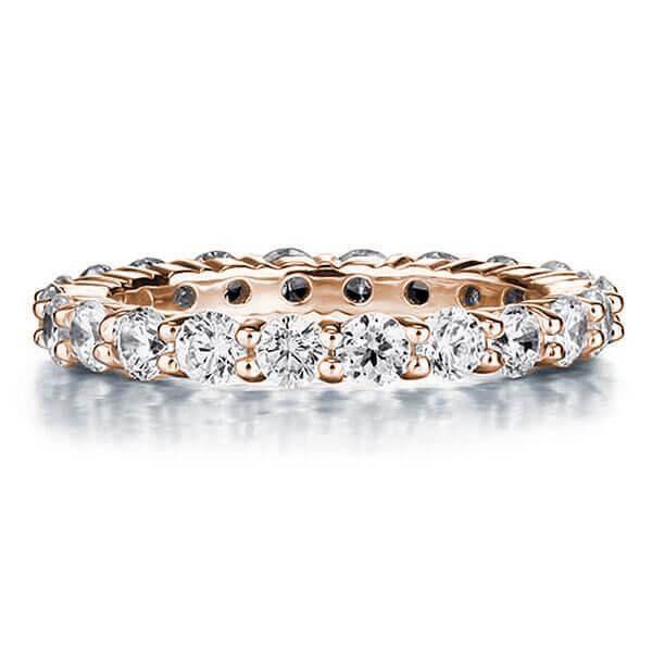 Rose Gold Diamond Wedding Band - 2.20 CT. TW., 18K Rose Gold Plated Sterling Silver