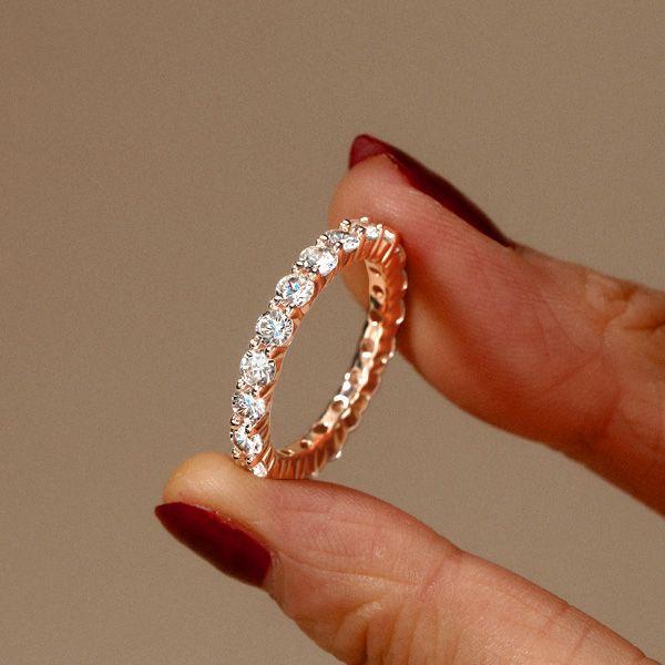 Rose Gold Diamond Wedding Band - 2.20 CT. TW., 18K Rose Gold Plated Sterling Silver