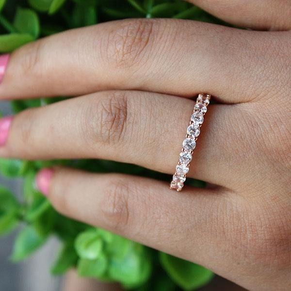 Rose Gold Diamond Wedding Band - 2.20 CT. TW., 18K Rose Gold Plated Sterling Silver