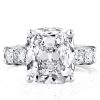 Cushion Cut Eternity Engagement Ring in Rhodium-Plated Sterling Silver
