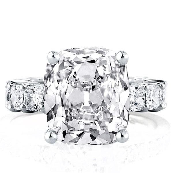 Cushion Cut Eternity Engagement Ring in Rhodium-Plated Sterling Silver