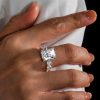 Cushion Cut Eternity Engagement Ring in Rhodium-Plated Sterling Silver
