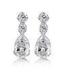 Sterling Silver Pear Drop Earrings with Created White Sapphires