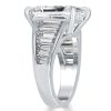 Emerald & Baguette Cut Sterling Silver Engagement Ring - Online Sale