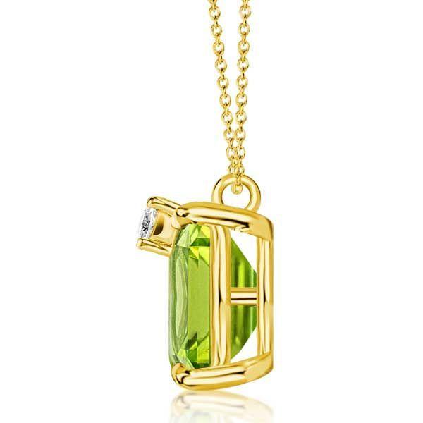 Emerald Cut Peridot Pendant Necklace - Sterling Silver - Choose Your Length