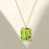 Emerald Cut Peridot Pendant Necklace - Sterling Silver - Choose Your Length