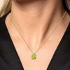 Emerald Cut Peridot Pendant Necklace - Sterling Silver - Choose Your Length