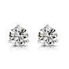 2.00 CT. Total Weight Sterling Silver Round Cut Three Prong Stud Earrings with Rhodium Finish