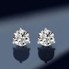 2.00 CT. Total Weight Sterling Silver Round Cut Three Prong Stud Earrings with Rhodium Finish
