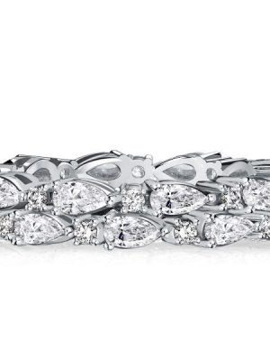 Pear Shaped Cubic Zirconia Eternity Band - Sterling Silver Multi-Row Ring