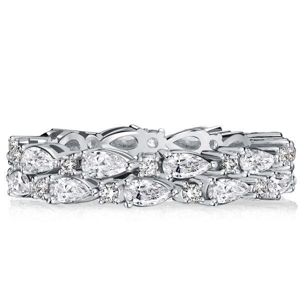 Pear Shaped Cubic Zirconia Eternity Band - Sterling Silver Multi-Row Ring