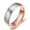 Two-Tone Titanium Steel Wedding Band Ring - Silver & Rose Gold - 6MM