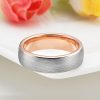 Two-Tone Titanium Steel Wedding Band Ring - Silver & Rose Gold - 6MM