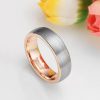 Two-Tone Titanium Steel Wedding Band Ring - Silver & Rose Gold - 6MM