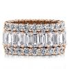 18K Rose Gold Plated Sterling Silver Triple Row White Sapphire Wedding Band