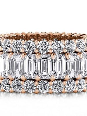 18K Rose Gold Plated Sterling Silver Triple Row White Sapphire Wedding Band