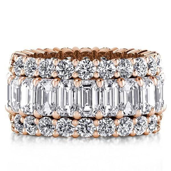 18K Rose Gold Plated Sterling Silver Triple Row White Sapphire Wedding Band