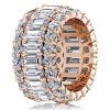 18K Rose Gold Plated Sterling Silver Triple Row White Sapphire Wedding Band