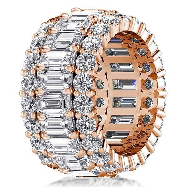 18K Rose Gold Plated Sterling Silver Triple Row White Sapphire Wedding Band