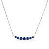 Dainty Blue Round Cut Sterling Silver Pendant Necklace - 17-22 Inch Chain