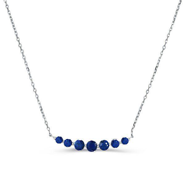Dainty Blue Round Cut Sterling Silver Pendant Necklace - 17-22 Inch Chain