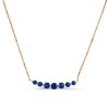 Dainty Blue Round Cut Sterling Silver Pendant Necklace - 17-22 Inch Chain