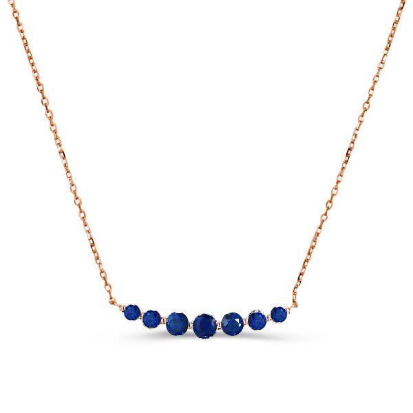 Dainty Blue Round Cut Sterling Silver Pendant Necklace - 17-22 Inch Chain