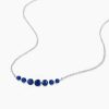 Dainty Blue Round Cut Sterling Silver Pendant Necklace - 17-22 Inch Chain