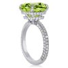 Peridot Cushion Cut Wedding Ring - Hidden Halo Sterling Silver