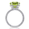 Peridot Cushion Cut Wedding Ring - Hidden Halo Sterling Silver