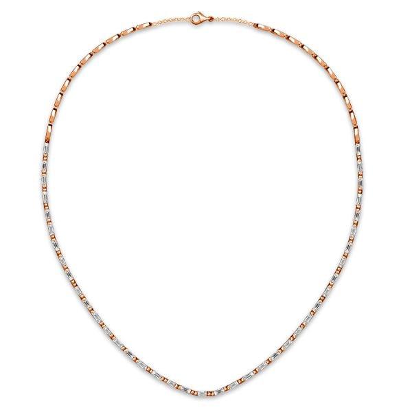 White Sapphire Half Linear Baguette Tennis Necklace in Rhodium-Plated Sterling Silver