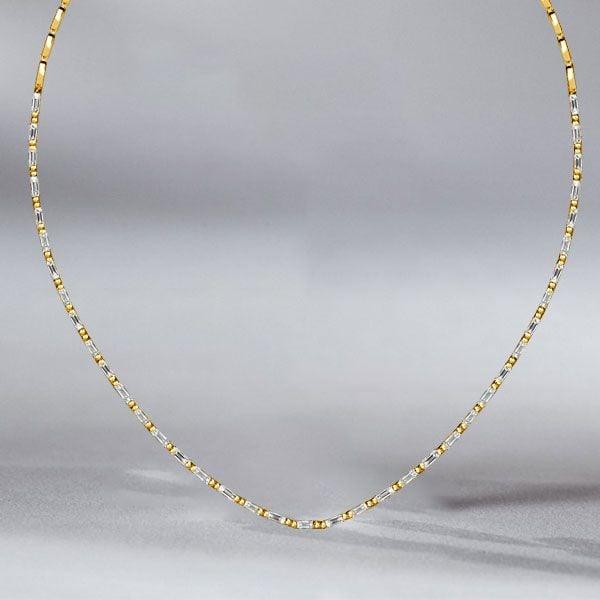 White Sapphire Half Linear Baguette Tennis Necklace in Rhodium-Plated Sterling Silver