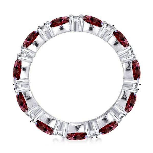 Eternity Thin Baguette Garnet Wedding Band in 925 Sterling Silver