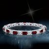 Eternity Thin Baguette Garnet Wedding Band in 925 Sterling Silver